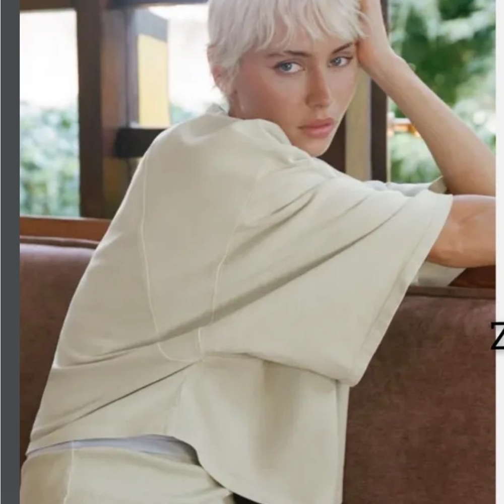 Zara Cream Crop Top oversized sz small - Picture 3 of 8